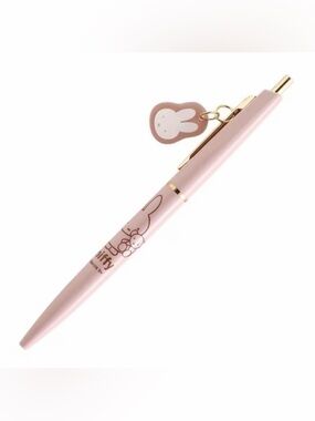 Miffy Light Pink Bunny Charm Pen with Gold Trim